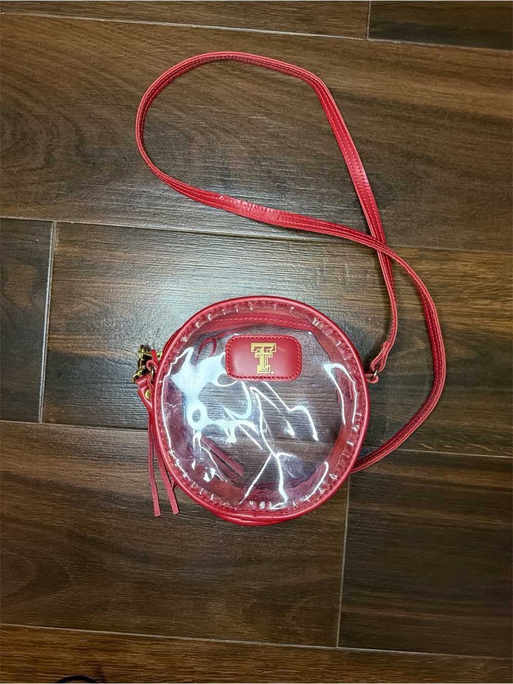 Texas Tech Red Clear Round Crossbody Bag with Tassel